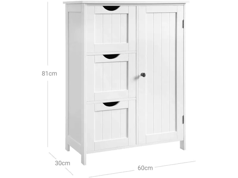 VASAGLE Kommode mit 3 Schubladen 60 x 81 cm, Weiss
