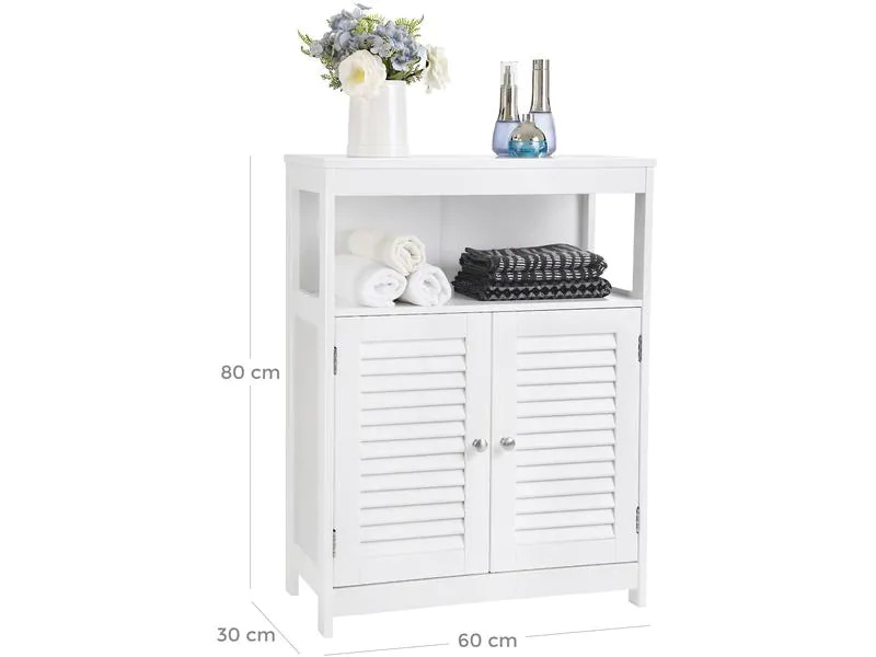 VASAGLE Kommode mit Doppeltür 60 x 80 cm, Weiss