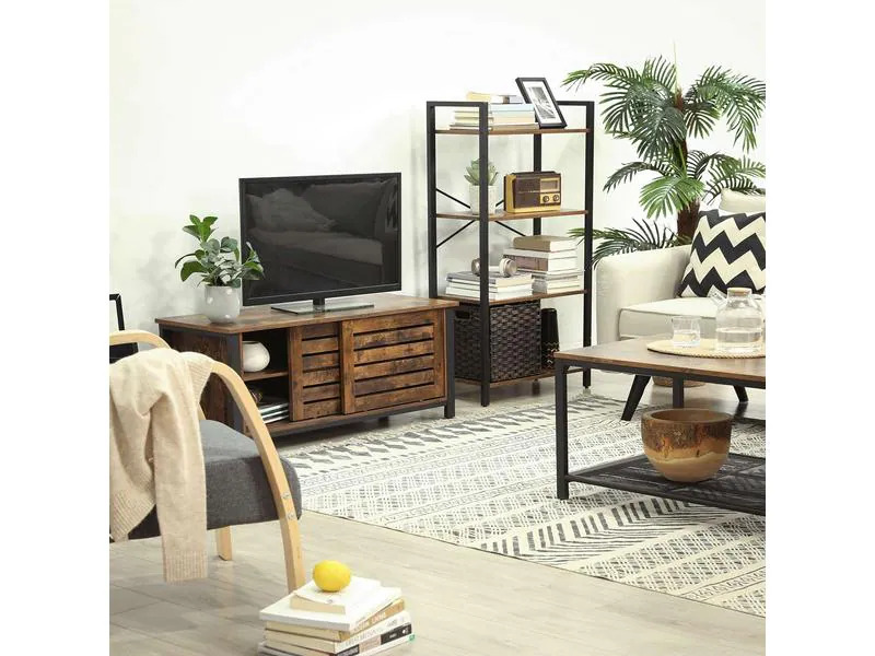 VASAGLE Regal mit 4 Ebenen 66 x 120 cm, Braun/Schwarz