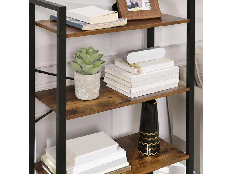 VASAGLE Regal mit 4 Ebenen 66 x 120 cm, Braun/Schwarz