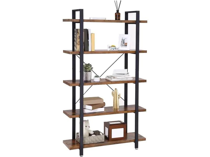 VASAGLE Regal mit 5 Ebenen 105 x 177.5 cm, Braun/Schwarz