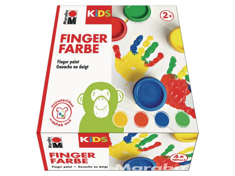 Marabu Fingerfarbe 4 x 100 ml, Mehrfarbig