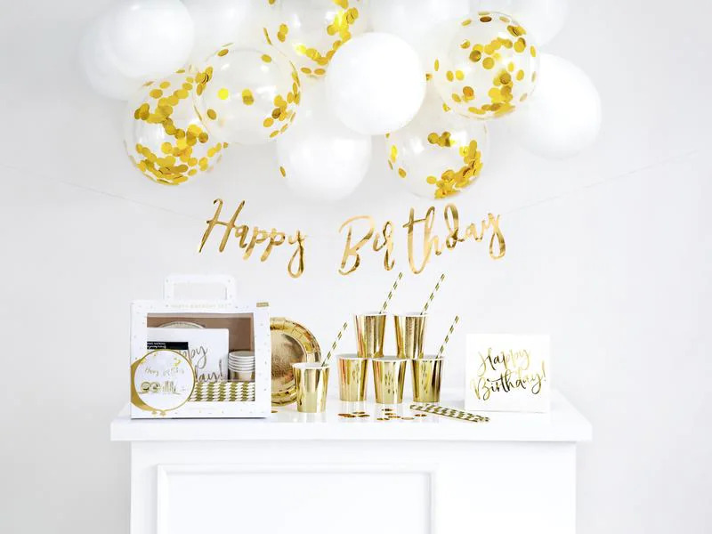 Partydeco Konfetti Luftballon rund Ø 30 cm, Transparent/Gold