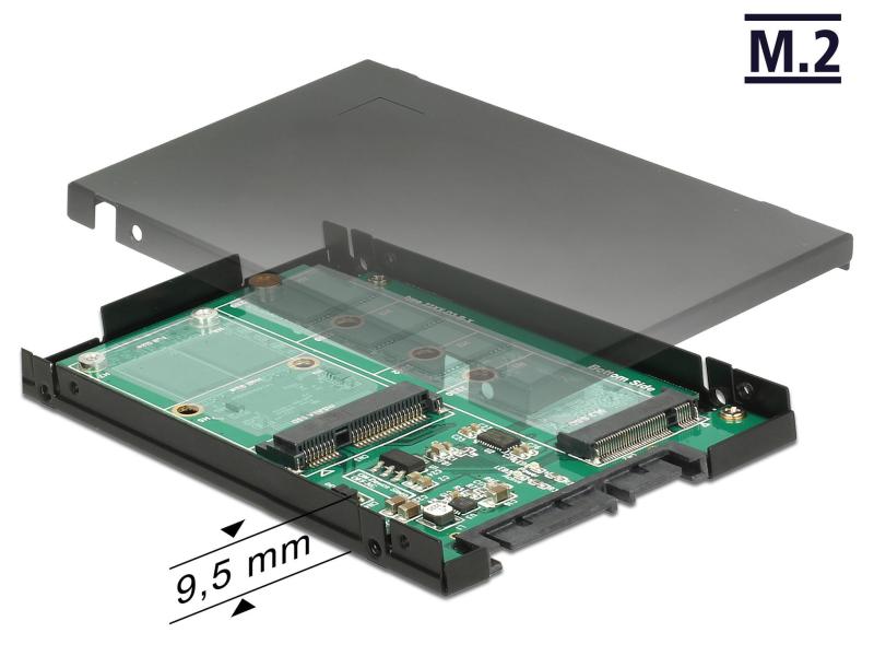Delock 2.5-Adapterplatine M.2/mSATA - SATA 9.5mm