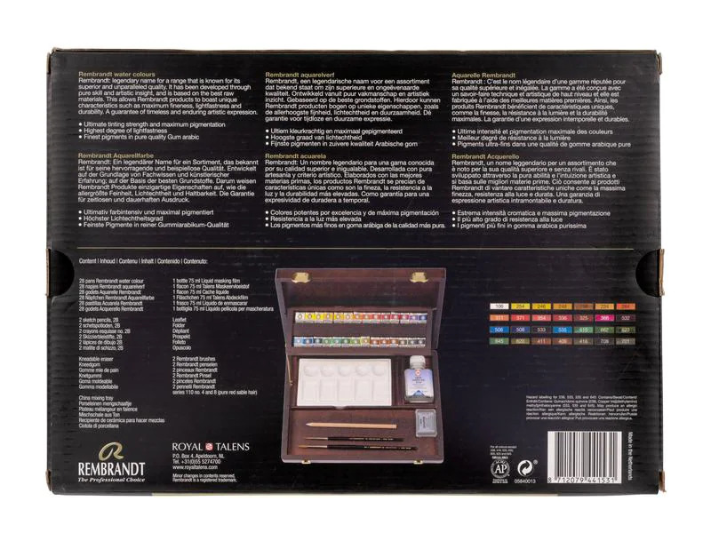 Rembrandt Aquarellfarbe Malkasten Professional 28 Näpfchen, Mehrfarbig