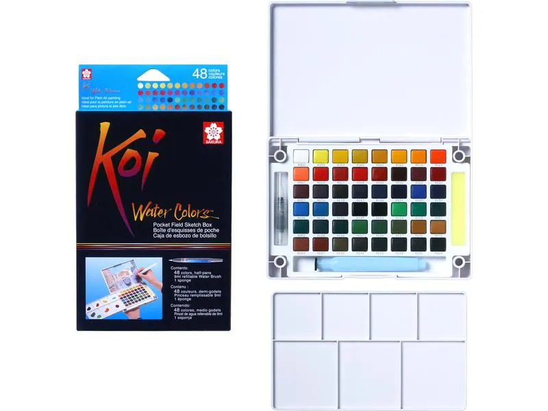 Talens Aquarellfarbe Koi Pocket Field Sketch Box 48 Näpfchen