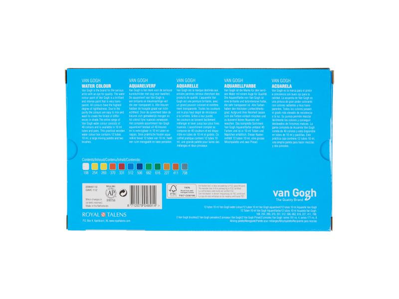 Van Gogh Aquarellfarbe Malkasten 12er-Set, Mehrfarbig