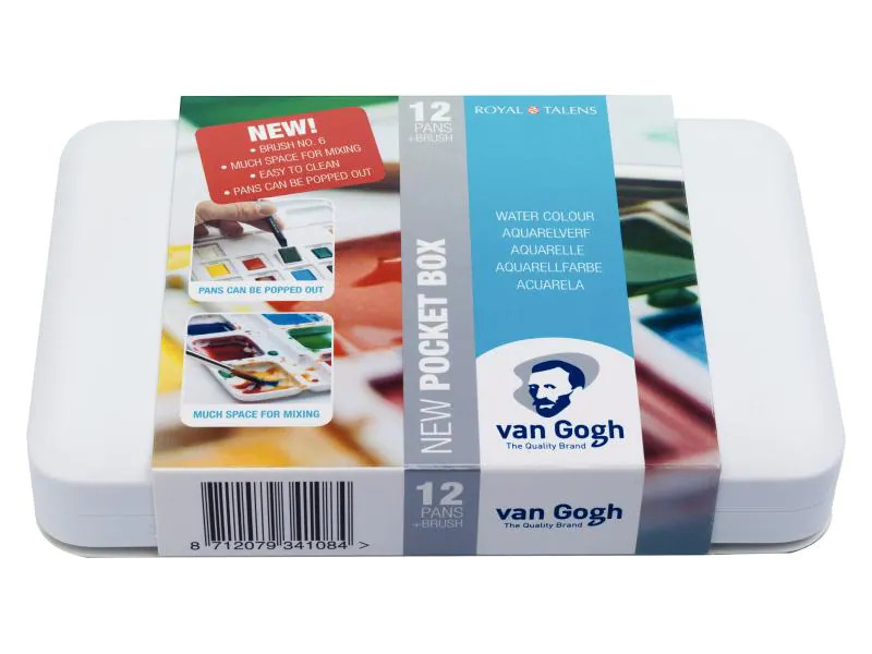 Van Gogh Aquarellfarbe Pocket Box 12 Näpfchen, Mehrfarbig