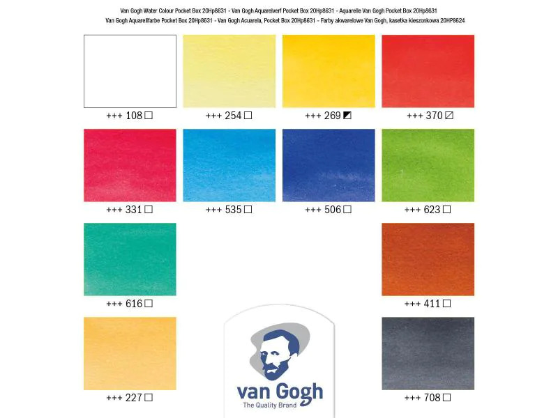 Van Gogh Aquarellfarbe Pocket Box 12 Näpfchen, Mehrfarbig