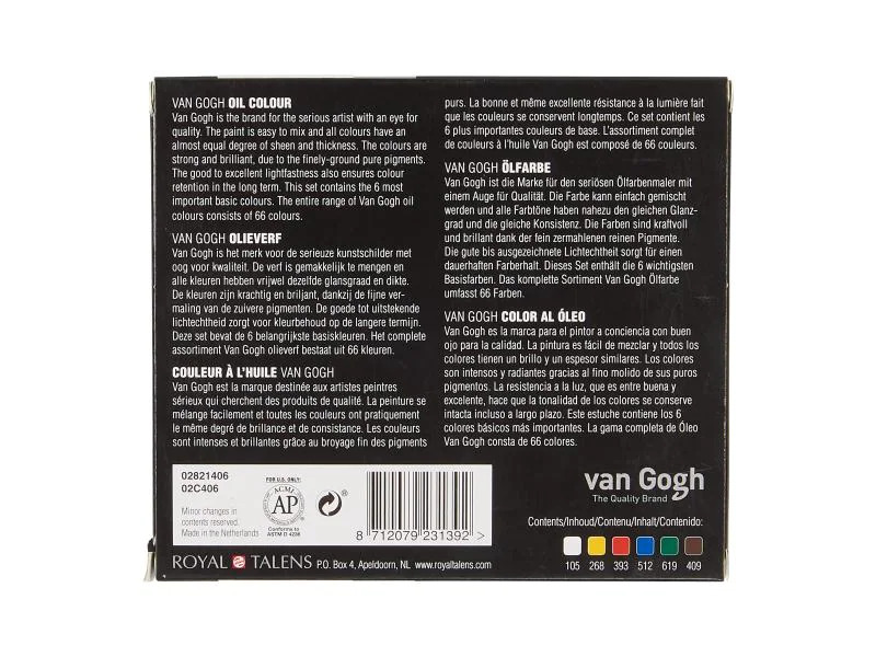 Van Gogh Ölfarbe Starter-Set, 20 ml, Mehrfarbig