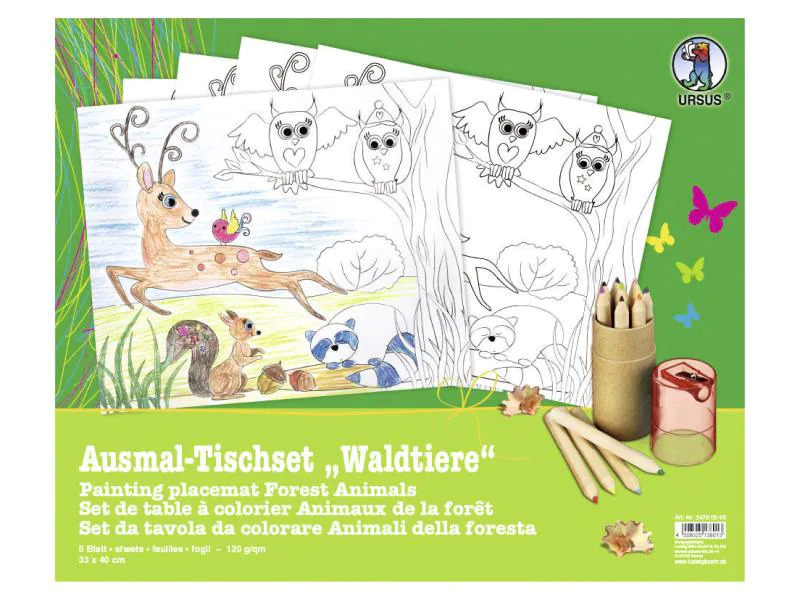 URSUS Ausmaltischset Waldtiere