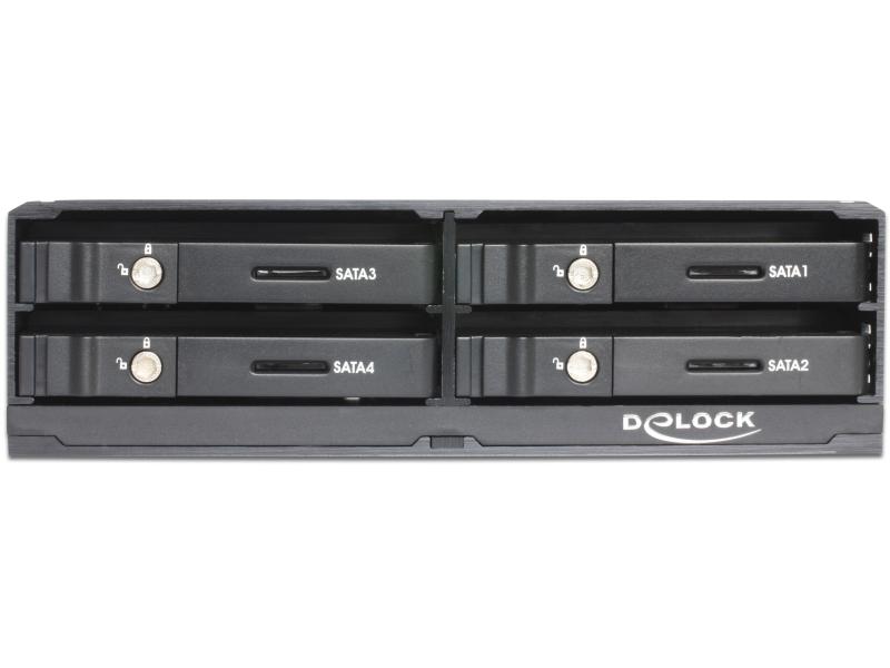 Delock 5.25-Einbaurahmen 4x 2.5″ SATA HDD/SSD Hot-Swap, Lock