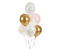 Partydeco Luftballon Love Gold/Weiss, Ø 30 cm, 6 Stück