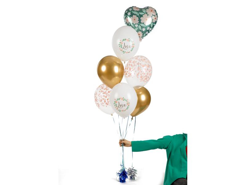 Partydeco Luftballon Love Gold/Weiss, Ø 30 cm, 6 Stück