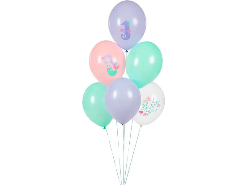 Partydeco Luftballon Meereswelt Grün/Rosa/Violett, Ø 30 cm, 6 Stück