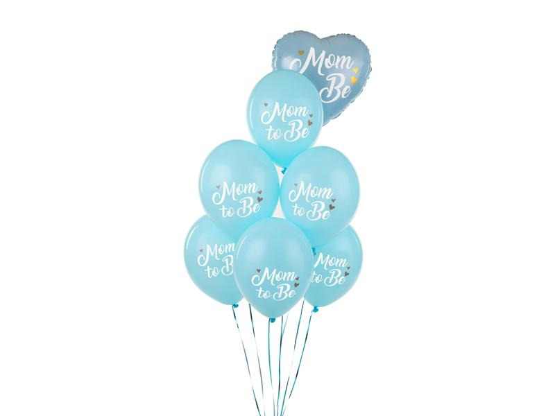 Partydeco Luftballon Mom to be Blau Ø 30 cm, 6 Stück