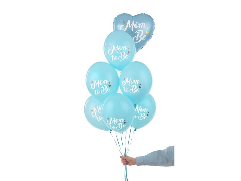 Partydeco Luftballon Mom to be Blau Ø 30 cm, 6 Stück
