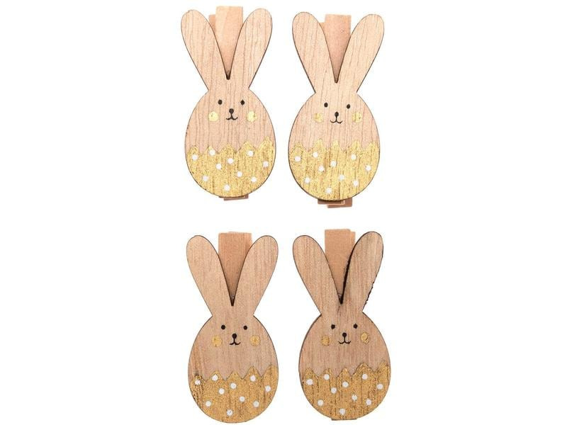 Rico Design Dekoklammer Osterhase 4 Stück, Gold