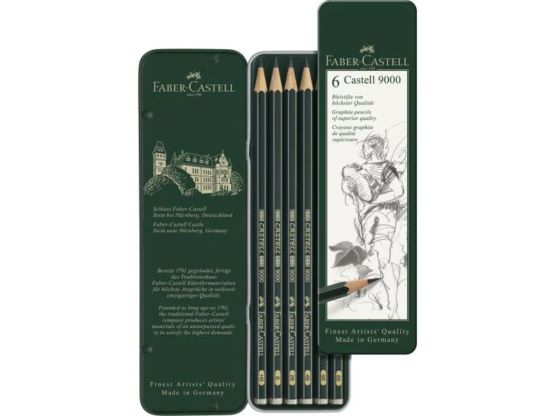 Faber-Castell Bleistift Castell 9000 6 Stück im Metalletui