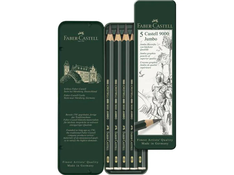 Faber-Castell Bleistift Castell 9000 Jumbo 5 Stück