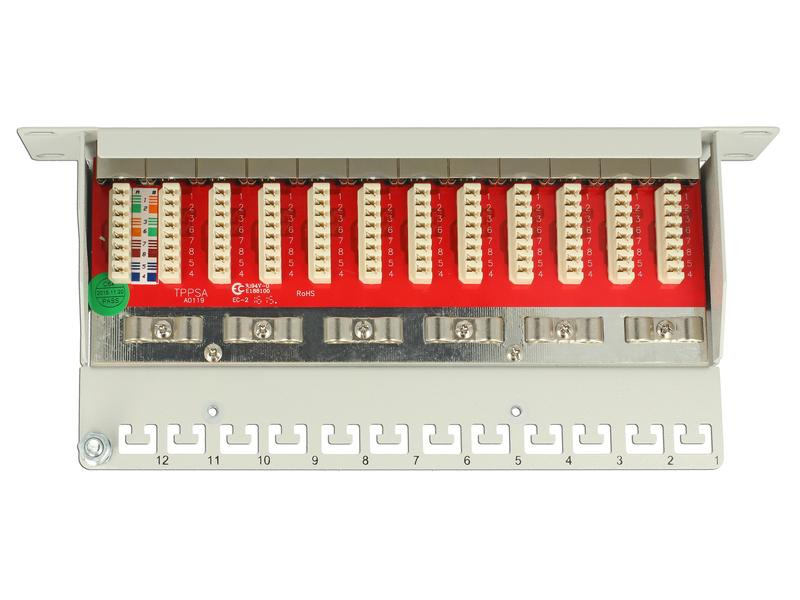 Delock Netzwerkpanel 12 Port 10 Cat.6A LSA Grau