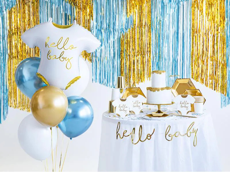 Partydeco Folienballon Baby romper Gold/Weiss