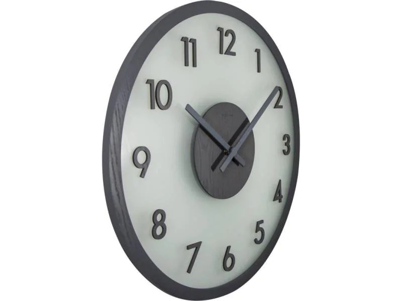 NeXtime Wanduhr Frosted Wood Ø 50 cm Grau