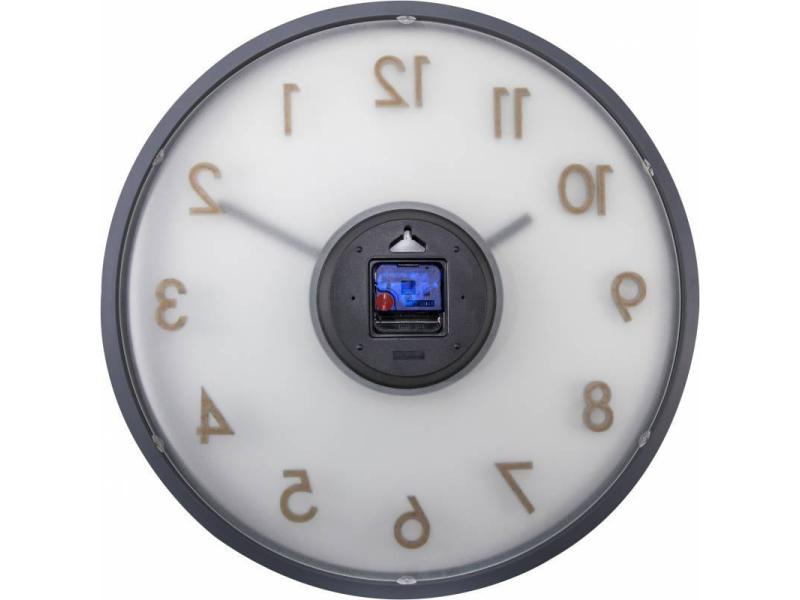 NeXtime Wanduhr Frosted Wood Ø 50 cm Grau