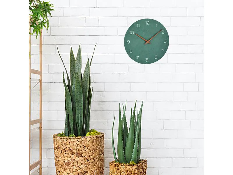 TFA Dostmann Wanduhr Analog mit Holz-Optik Ø 29.7 cm, Jade