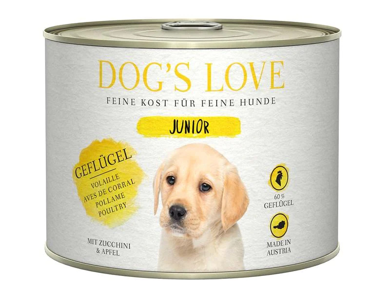 Dog's Love Nassfutter Junior Geflügel, 6 x 200 g