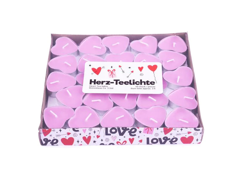 Pajoma Teelichter in Herzform Pink, 50 Stk