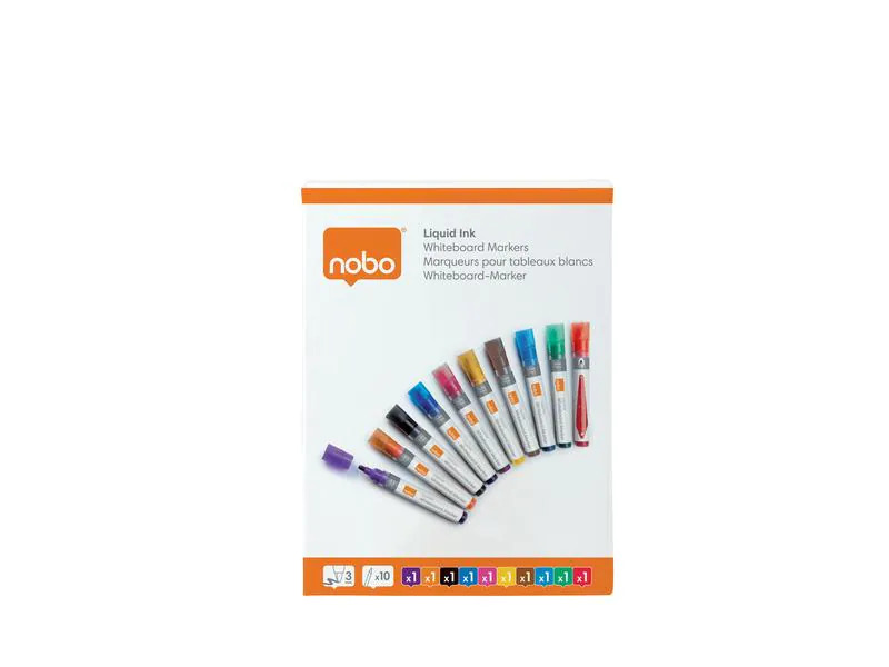 Nobo Whiteboard-Marker Liquid Ink 10 Stück, Mehrfarbig