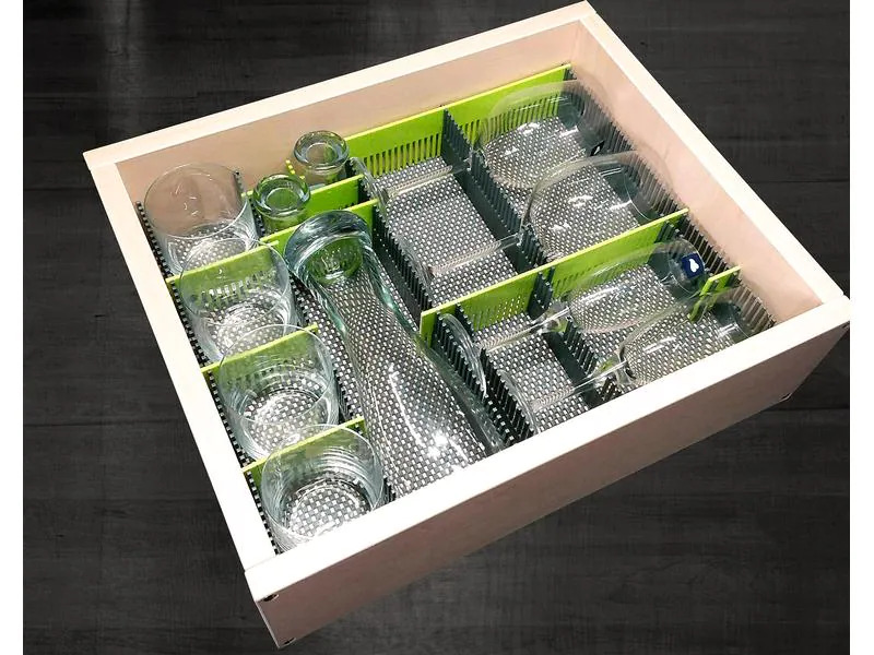 purvario Stauleisten für Schubladen 8-teilig, Steingrau/Limonengrün