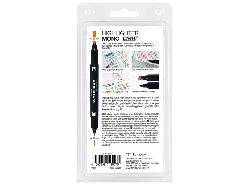 Tombow Leuchtmarker MONO EDGE, 6er-Set