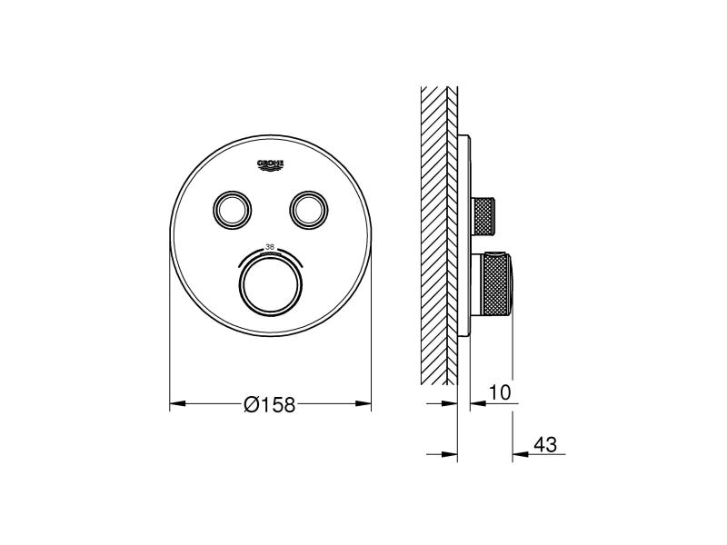 GROHE Thermostat Grohtherm SmartControl 43 mm, Chrom