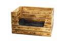 Holz Zollhaus Hunde-Bett Vintage geflammt, 80 x 60 x 45 cm