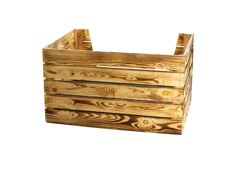 Holz Zollhaus Hunde-Bett Vintage geflammt, 80 x 60 x 45 cm