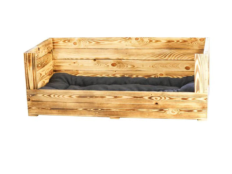 Holz Zollhaus Hunde-Sofa Vintage geflammt XXL, 115 x 55 x 42 cm