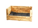 Holz Zollhaus Hunde-Sofa Vintage geflammt, 90 x 57 x 42 cm