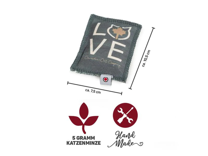 CanadianCat Katzen-Spielzeug Spielkissen Love, Dunkelgrau