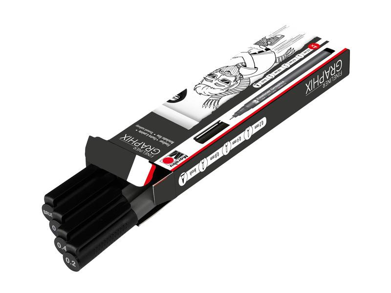 Marabu Fineliner Graphix 4 Stück, Schwarz
