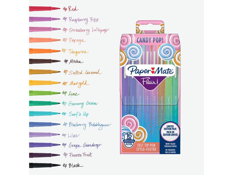 Paper Mate Fineliner Flair Medium Candy Pop 0.7 mm, 16 Stück