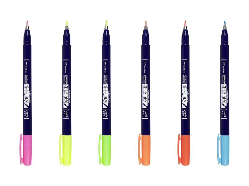 Tombow Fineliner Fudenosuke NEON 6er Set