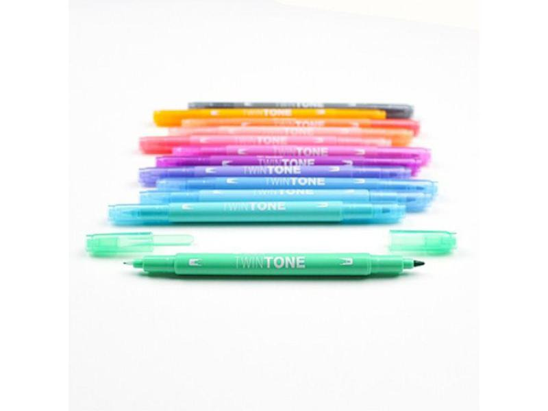 Tombow Fineliner TwinTone Pastels 0.8 mm, 0.3 mm, 12 Stück