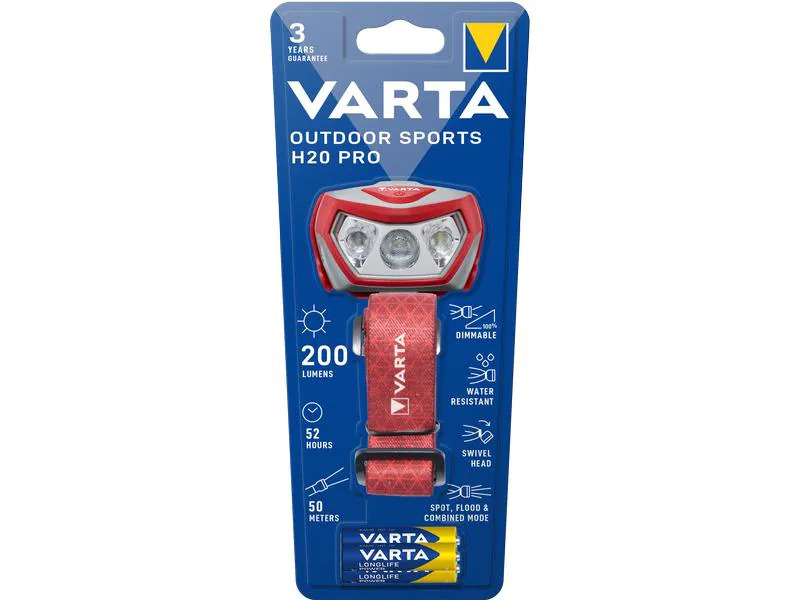 Varta Stirnlampe Outdoor Sports H20 Pro Rot