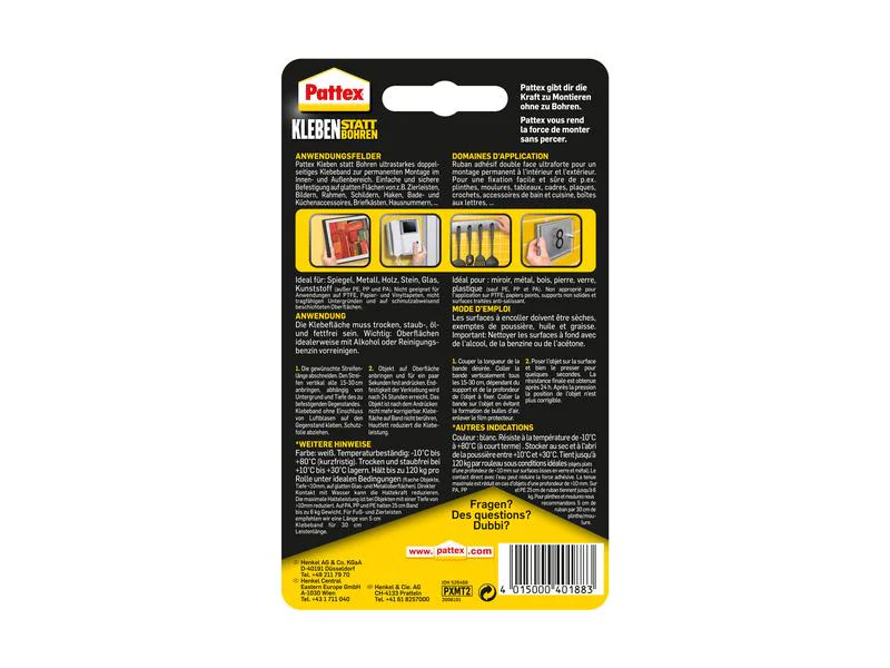Pattex Klebeband 19 mm x 1.5 m, Rot