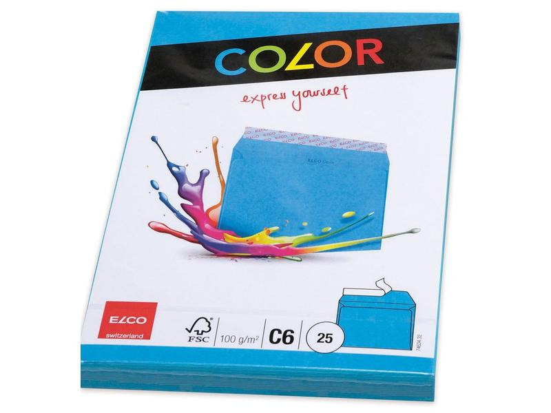 ELCO Couvert Color C6, Ohne Fenster, 25 Stück, Blau