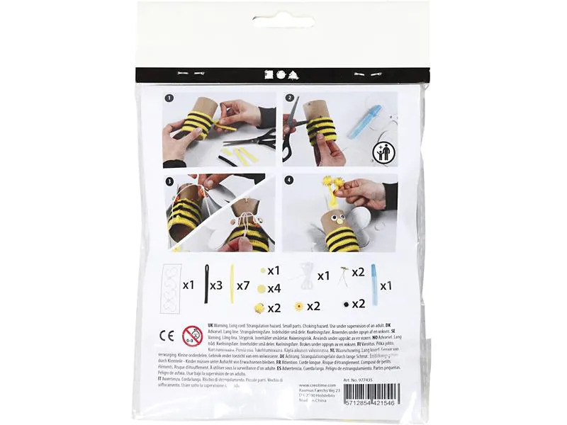 Creativ Company Bastelset Mini Biene, 9-teilig, Gelb/Schwarz