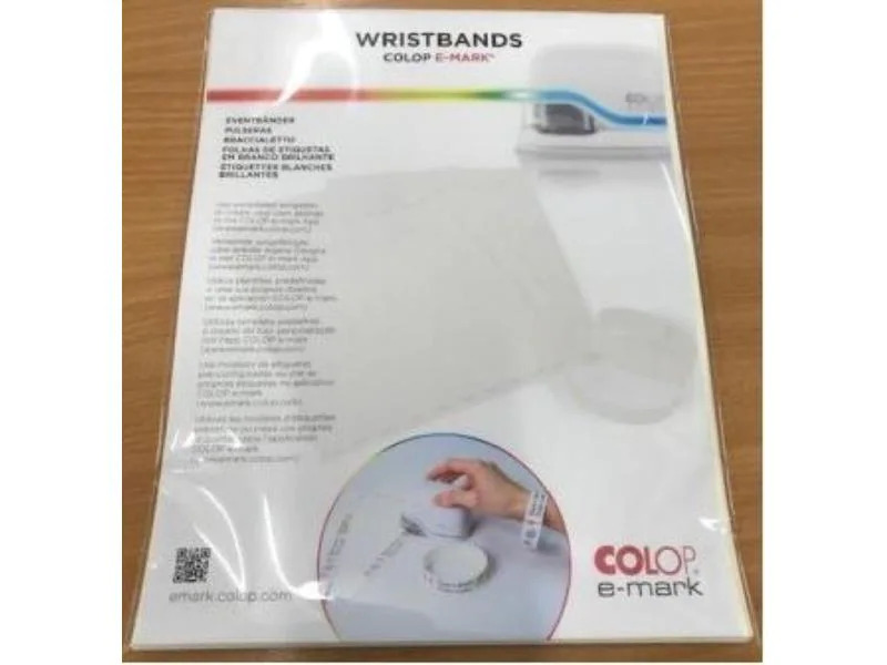 Colop Papierband e-mark Create Wristbands, 1.9 cm x 25 cm, Weiss