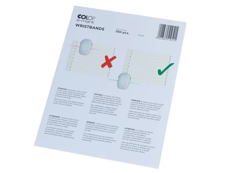 Colop Papierband e-mark Create Wristbands, 1.9 cm x 25 cm, Weiss